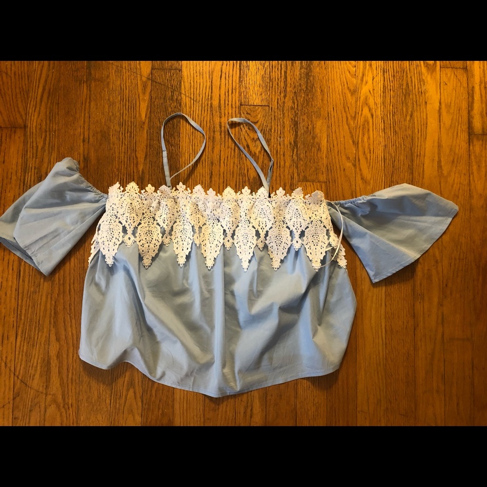Blue and a white crop top